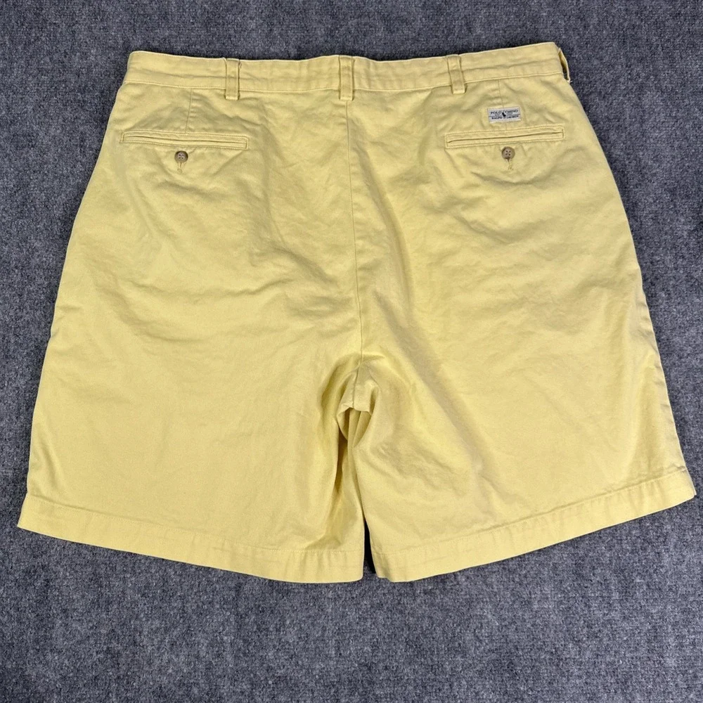 Vintage Polo Ralph Lauren Mens Size 40 Yellow Tyler Short Pleated Cotton Chino